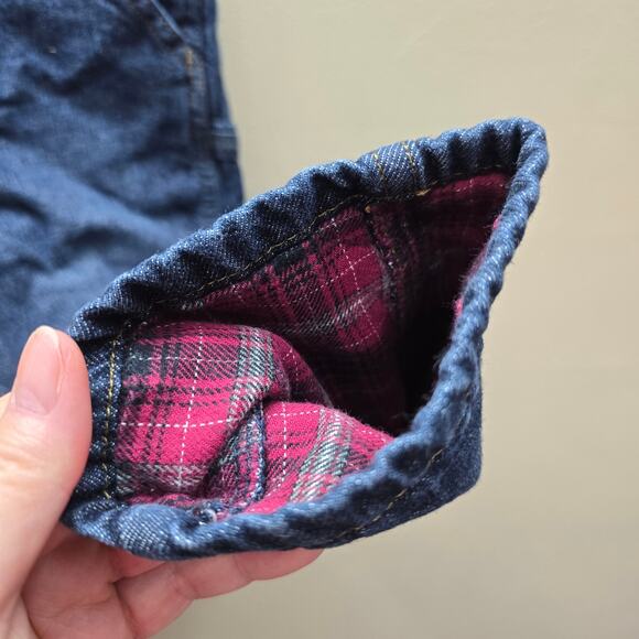 Wrangler Denim Flannel Lined Overalls Pockets Sleeveless Dark Wash Blue Size 4T - Picture 3 of 9